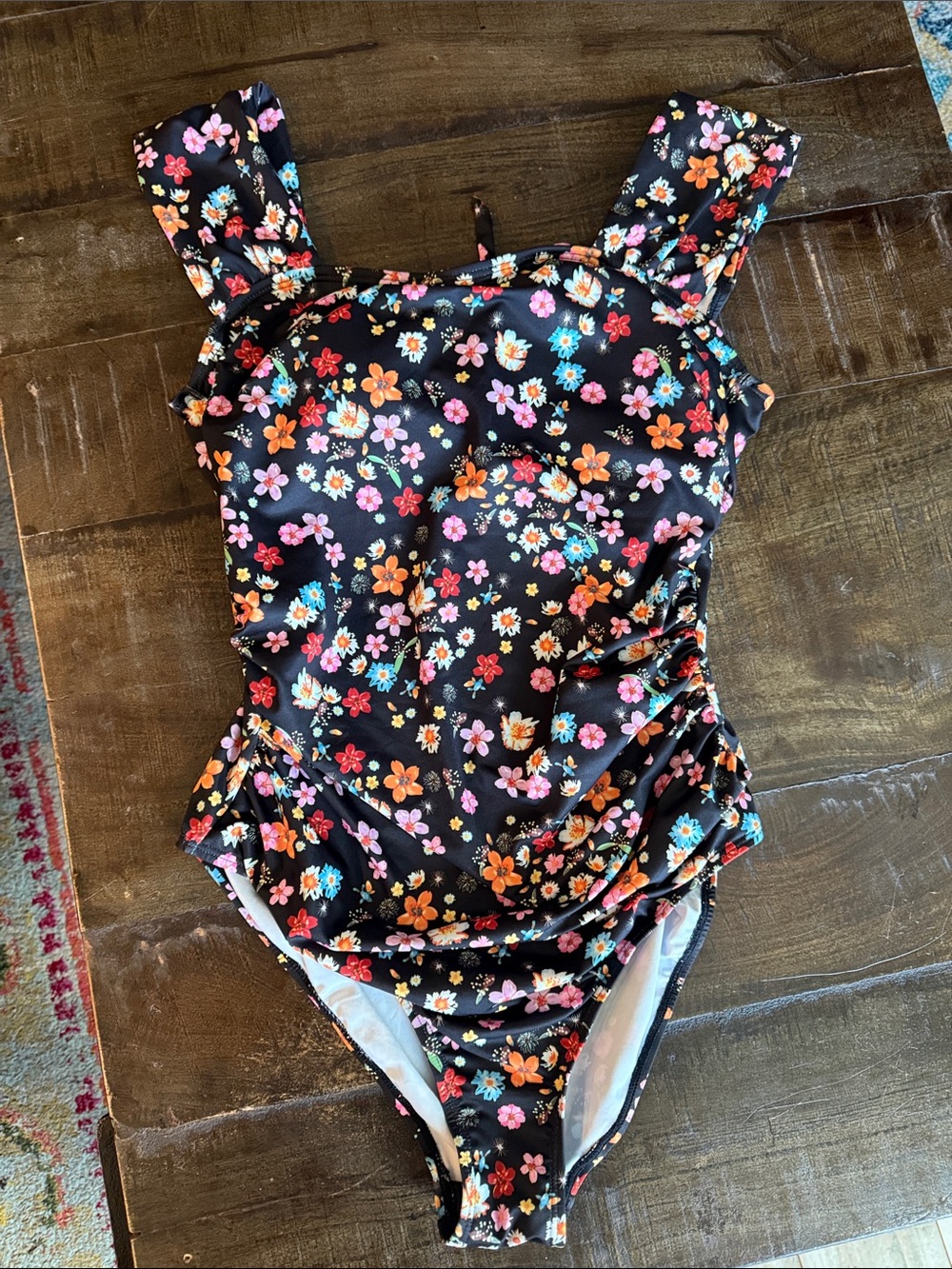 Women’s Floral One-Piece Swimsuit - Black Floral